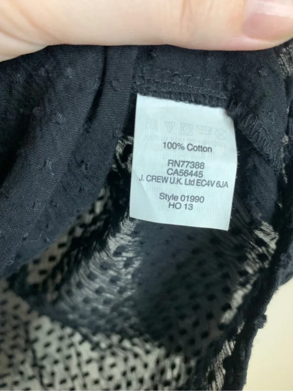 J. Crew Black Blouse Semi Sheer 0